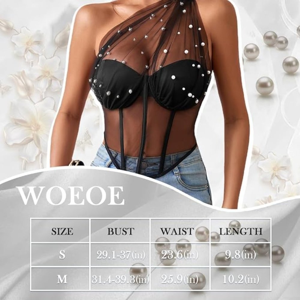 Sheer One Shoulder Bustier Top - Picture 4 of 5